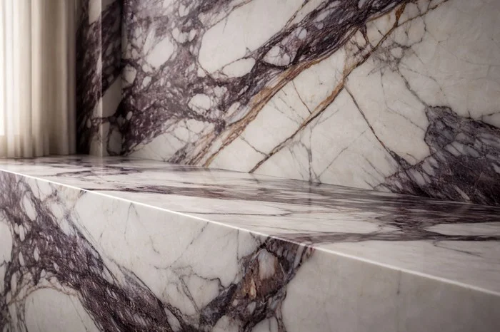 How Vein Contrast Shapes the Character of Marble Interiors