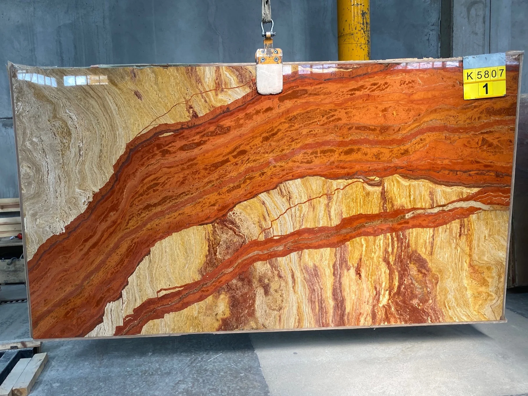 thumbnail of Tronco Ferrato Travertine slab Bundle No. K-5807 - 20 mm, Finish: Polished, 7.00 m² - Ready to ship — from Eskişehir, Turkey by MARQUE NATURAL STONES