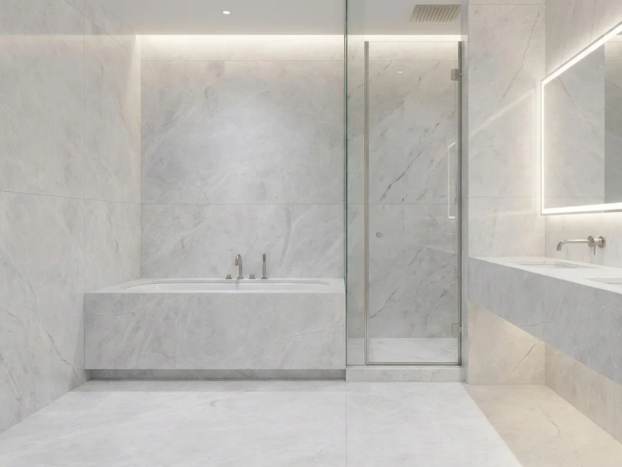 bright contemporary interior with Holanta Dolomite surfaces