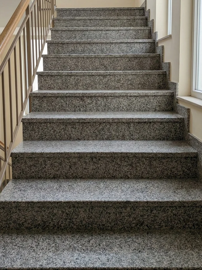 aplicación de revestimiento exterior y pavimento de alto tránsito con granito Hisar Grey