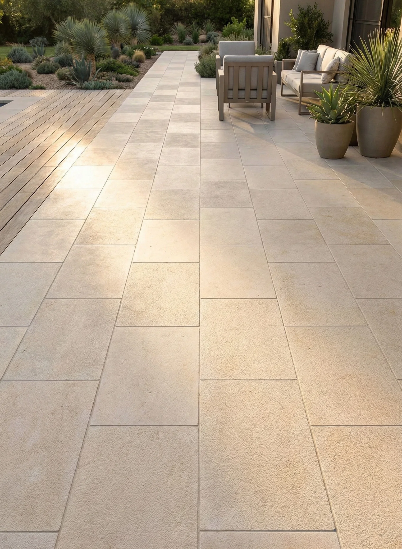 aplicación de revestimiento de fachada y pavimento exterior con Limra Limestone