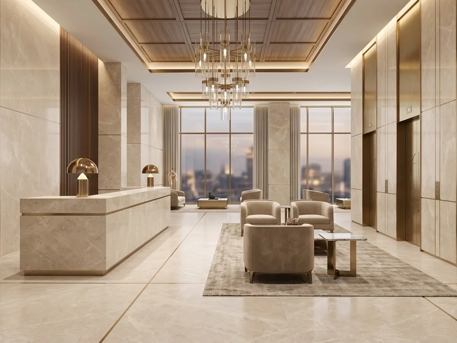 modern bathroom surfaces in Burdur Beige marble