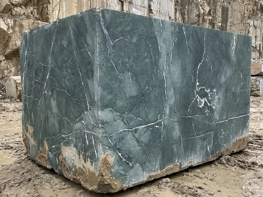 Deep Green marble quarry block from Turkey