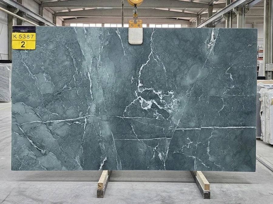 polished Deep Green marble slab