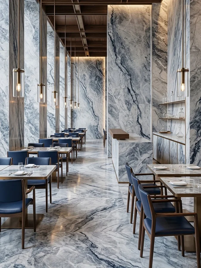 Pandora White marble flooring and wall cladding in refined bathroom interior