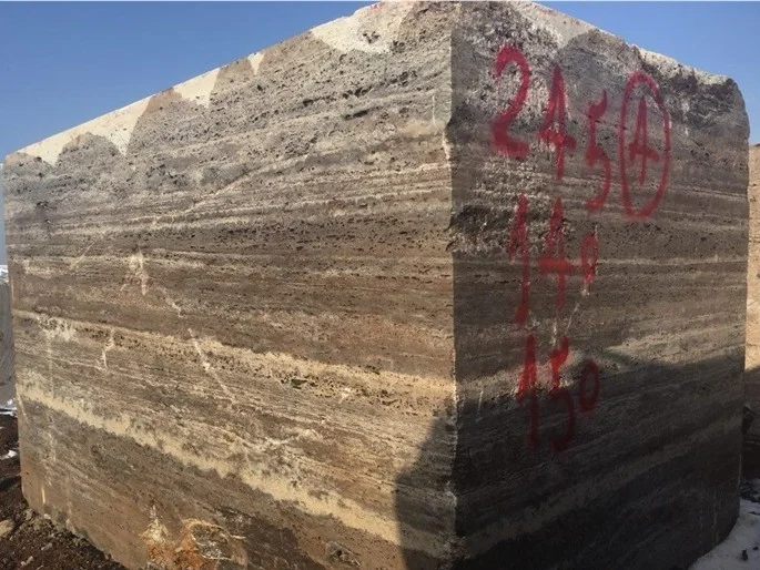 Titanium Travertine quarry block from Turkey