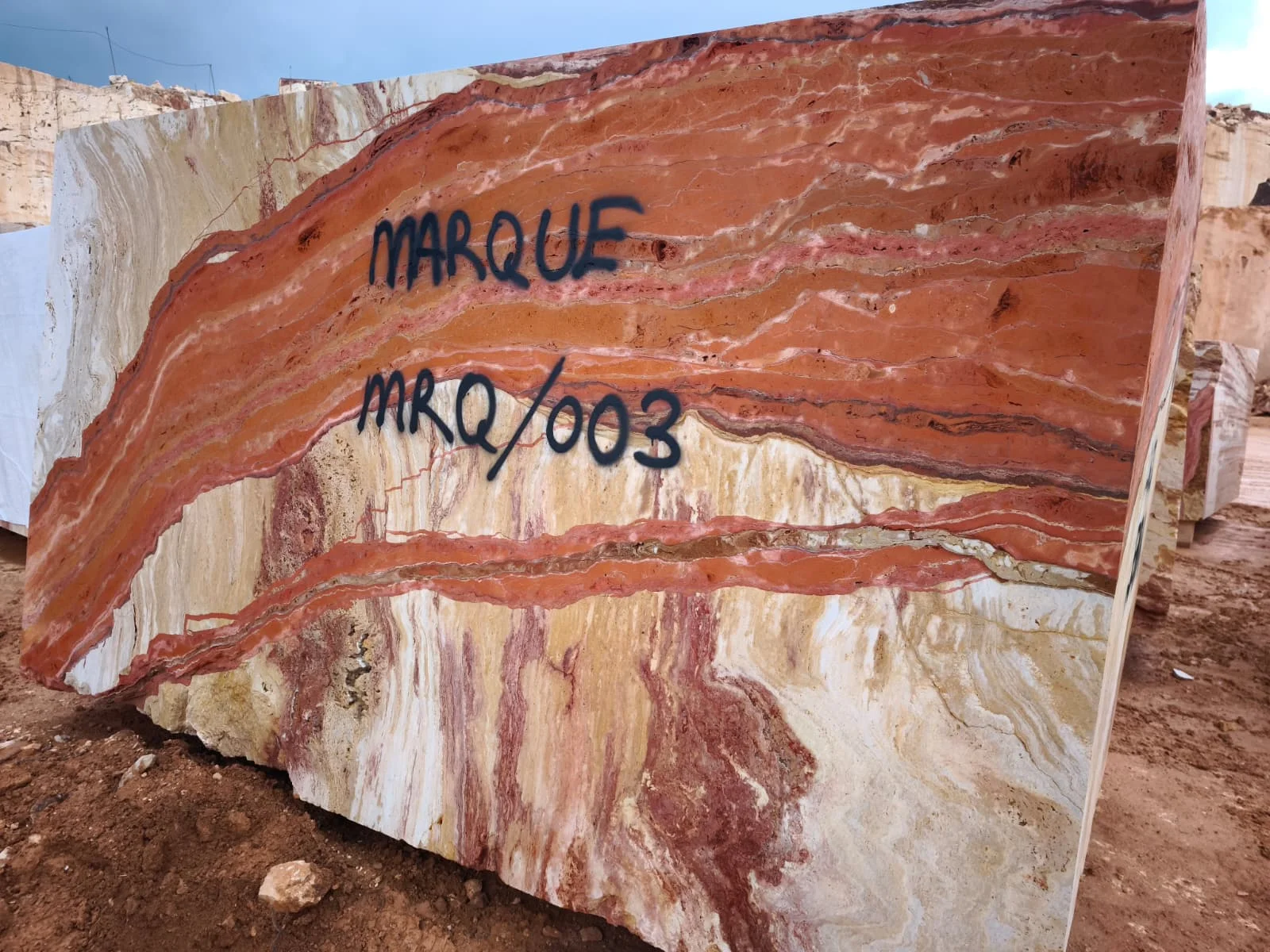 Tronco Ferrato travertine block to 2 cm polished slab production