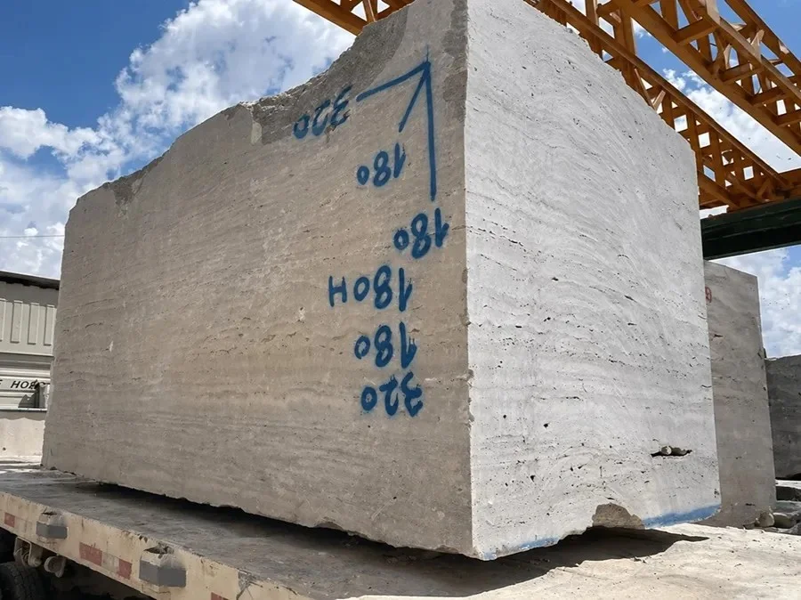 Silver Travertine vein-cut, gang-sawn 2 cm raw slabs | Marque Natural Stones